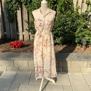 Cherry blossom print midi shirt dress from YesStyle